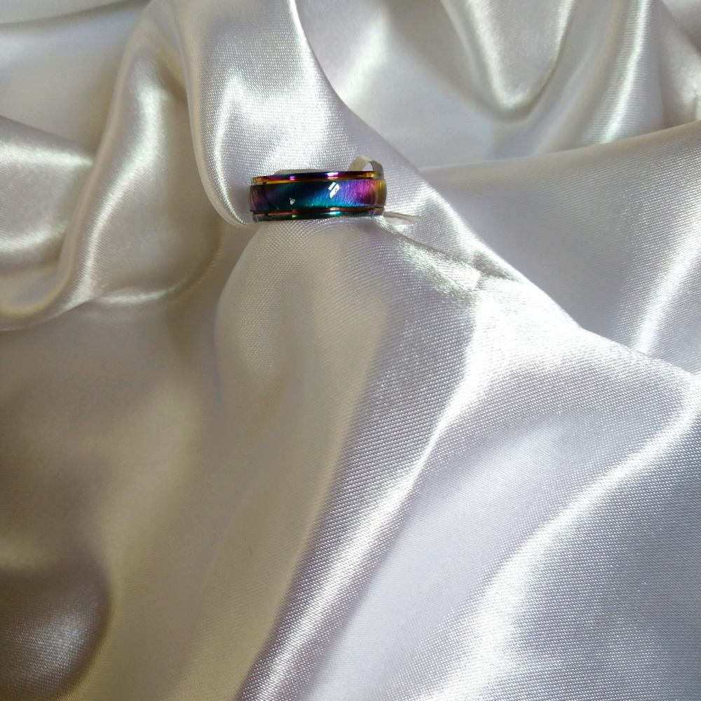Unisex Stainless Steel Cat Eye Ring Size 7.5